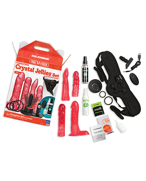 Vac-u-lock Vibrating Crystal Jellies Set W/wireless Remote - Pink