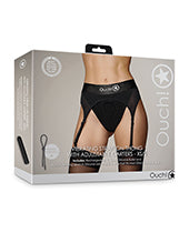 Shots Ouch Vibrating Strap On Thong W/adjustable Garters - Black