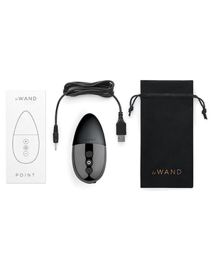 Le Wand Chrome Point Rumbly Motor Contoured Layon Rechargeable Vibrator - Black