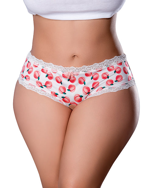 Sweet Treats Crotchless Boy Short w/Wicked Sensual Care Peach Lube - White QN