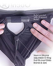 Shots Ouch Vibrating Strap On Panty Harness W/open Back - Black