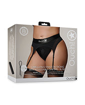 Shots Ouch Vibrating Strap On Thong W/adjustable Garters - Black