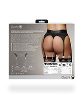 Shots Ouch Vibrating Strap On Thong W/adjustable Garters - Black