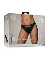 Shots Ouch Vibrating Strap On Thong W/removable Rear Straps - Black