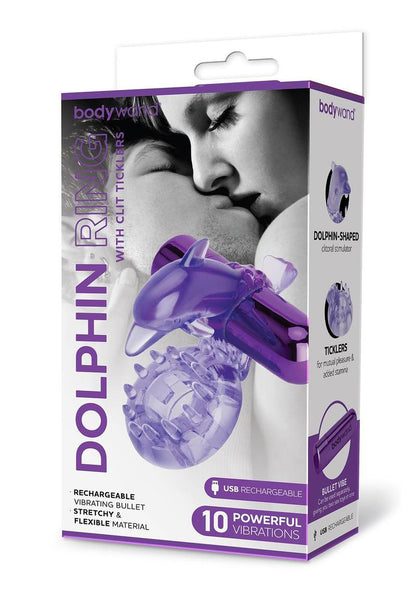 Bodywand Rechargeable Dolphin Ring With Ticklers - Purple