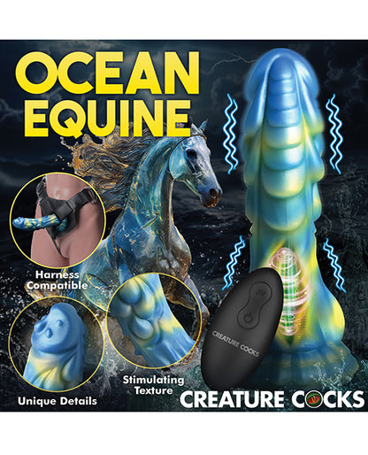 Creature Cocks  Sea Stallion Vibrating Dildo w/ Remote - Blue/Yellow