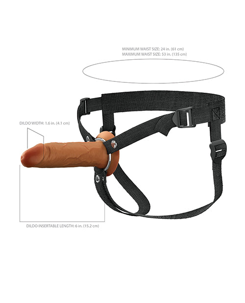 Fantasy X-tensions Elite 6" Silicone Hollow Strap-on w/Harness - Brown