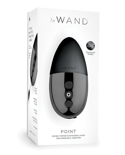 Le Wand Chrome Point Rumbly Motor Contoured Layon Rechargeable Vibrator - Black