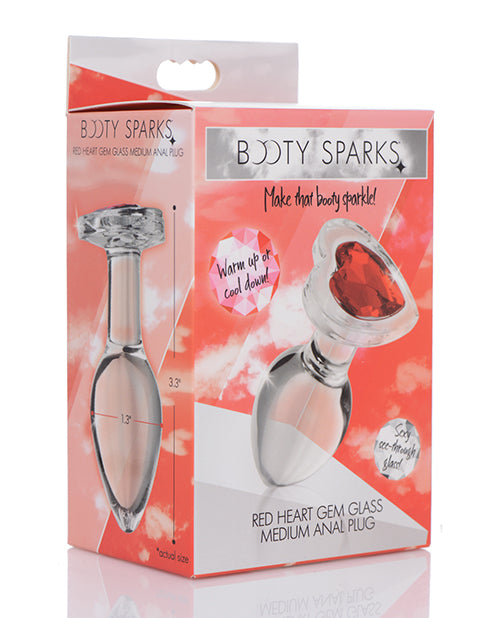 Booty Sparks Red Heart Gem Glass Anal Plug