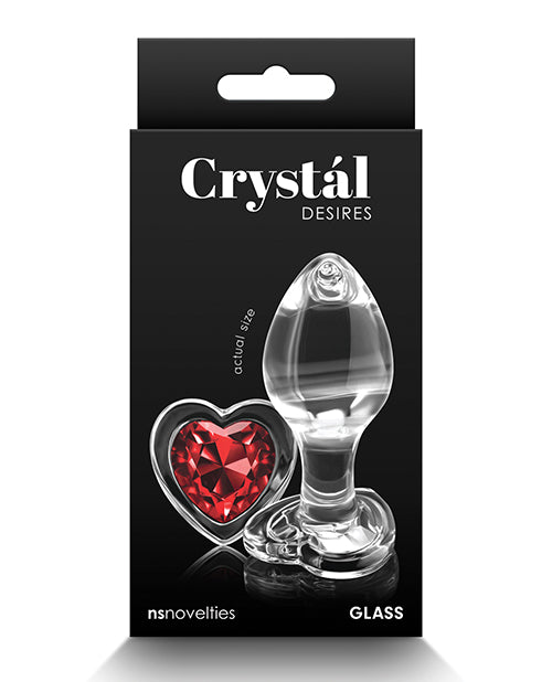 Crystal Desires Glass Heart Gem Butt Plug - Red