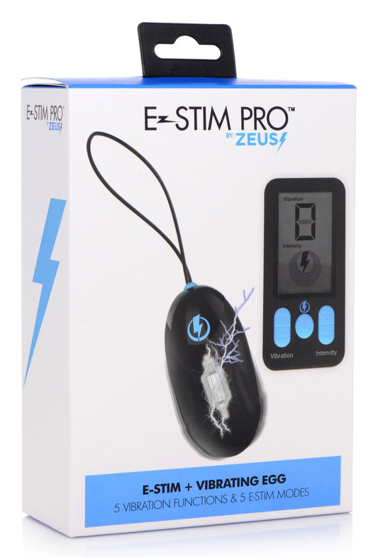 E-Stim Pro Silicone Vibrating Egg With Remote  Control - Black