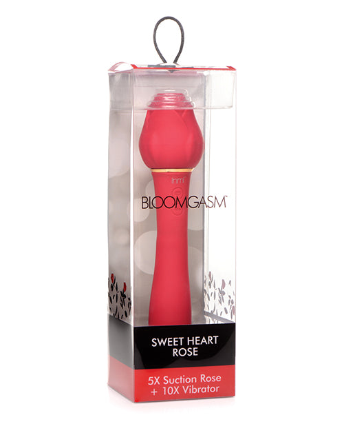 Inmi Bloomgasm Sweet Heart Rose 5x Suction & 10x Vibrator - Red