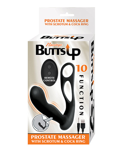 Butts Up Prostate Massager W/scrotum & Cockring - Black