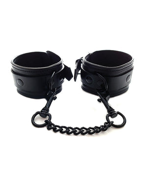 Rouge Leather Ankle Cuffs - Black With Black