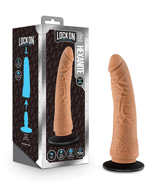 Blush Lock On 7.5 Inch Hexanite Dildo W/suction Cup Adapter - Mocha