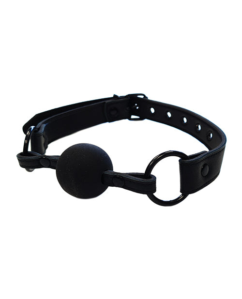 Rouge Leather Ball Gag - Black With Black