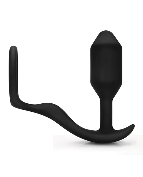 B-vibe Snug & Tug Weighted Silicone & Penis Ring - 128 G Black