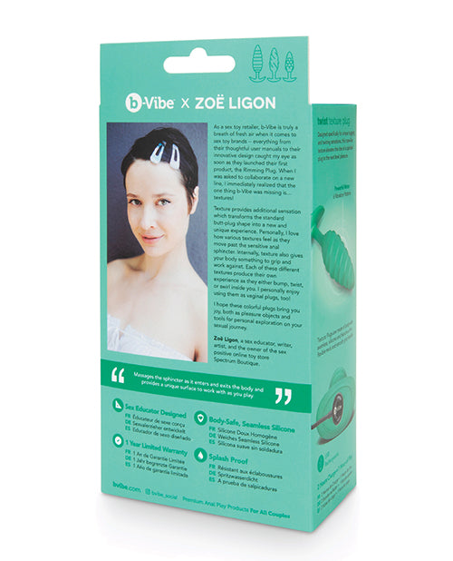 B-vibe Twist Texture Vibrating Plug X Zoe Ligon - Green