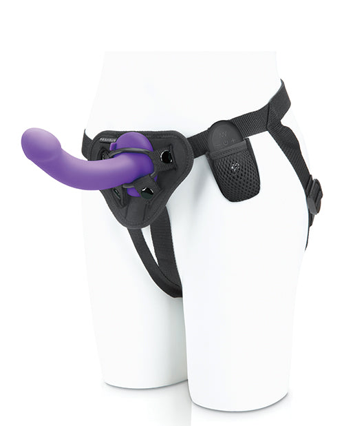 Pegasus 6" Rechargeable Curved Peg W/adjustable Harness & Remote Set - Purple