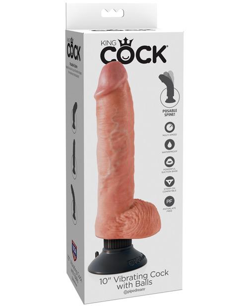 King Cock 10" Vibrating Cock W/Balls