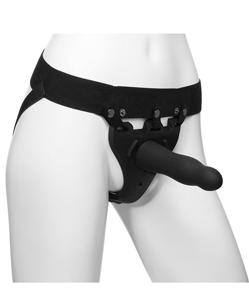 Body Extensions Be Aroused Vibrating 2 Piece 7 Inch Strap On Set - Black