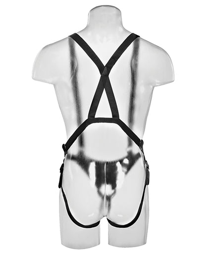 King Cock 10" Hollow Strap On Suspender System - Flesh