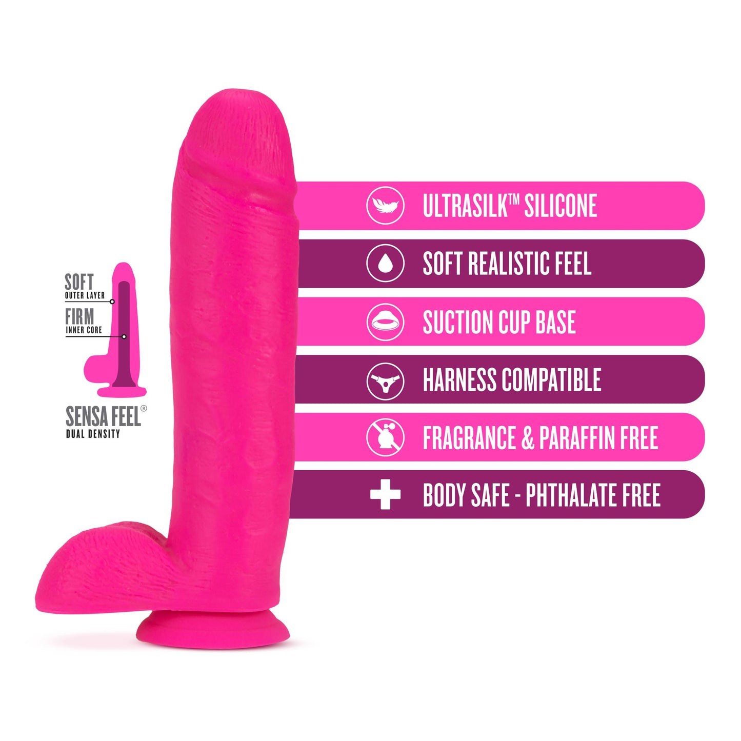 Blush Neo Elite 10 & 11 Inch Silicone Dual Density Cock W/balls