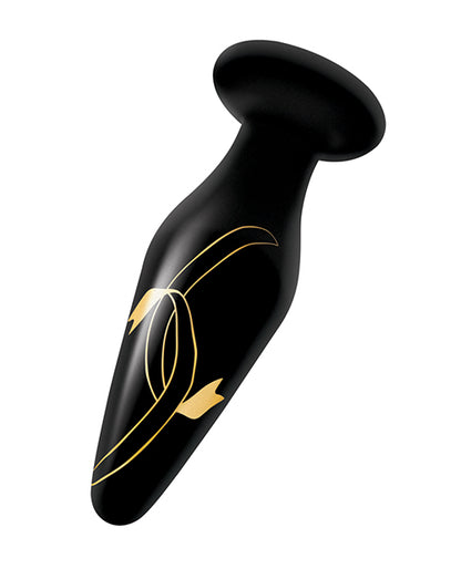 Secret Kisses Handblown Glass Plug - Black/gold