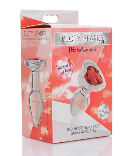 Booty Sparks Red Heart Gem Glass Anal Plug