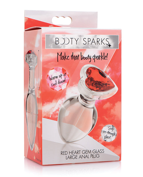 Booty Sparks Red Heart Gem Glass Anal Plug