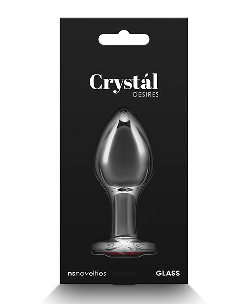 Crystal Desires Glass Heart Gem Butt Plug - Red