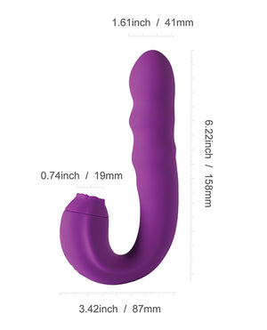 Lilian G-spot Vibrator W/rotating Head & Vibrating Tongue - Purple