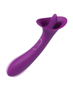 Adele Clit Licking Tongue Vibrator W/ G Spot Stimulator - Purple