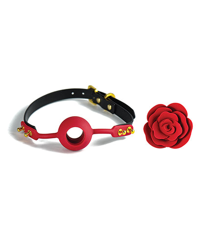 Zalo Rose Ball Gag - Red/black