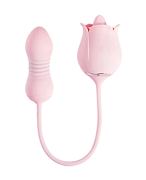 Fiona Plus Rose Clit Licking Stimulator & Thrusting Egg - Red