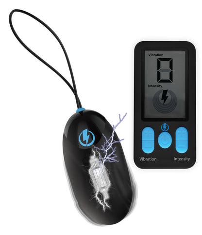 E-Stim Pro Silicone Vibrating Egg With Remote  Control - Black