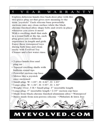 Evolved Joy Sticks 2 Pc Plug Set - Black/chrome