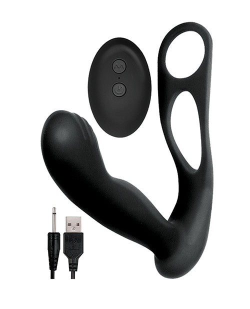 Butts Up Prostate Massager W/scrotum & Cockring - Black