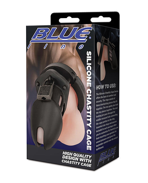 Blue Line Silicone Chastity Cage