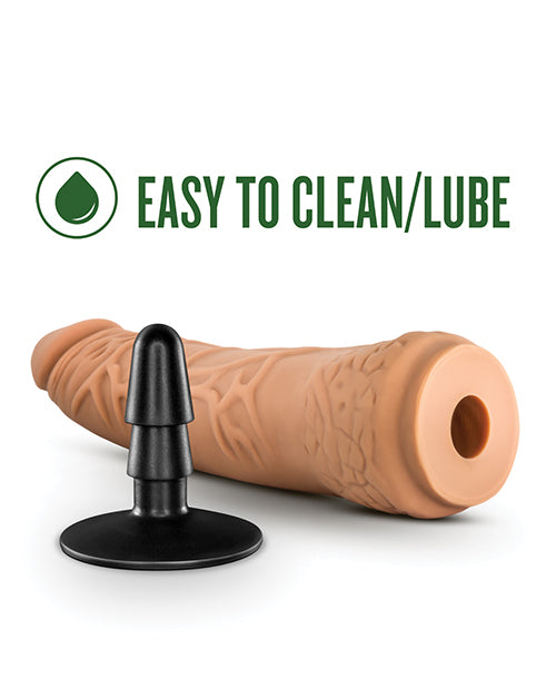 Blush Lock On 7.5 Inch Hexanite Dildo W/suction Cup Adapter - Mocha