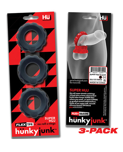 Hunky Junk Super Huj 3 Pack Cockrings - Ice