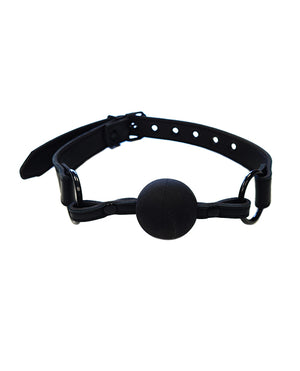 Rouge Leather Ball Gag - Black With Black