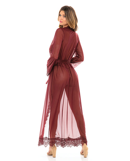 Provence Eyelash Lace Floor Length Robe Zinfandel L/xl