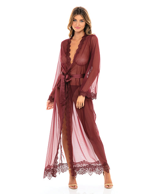 Provence Eyelash Lace Floor Length Robe Zinfandel L/xl