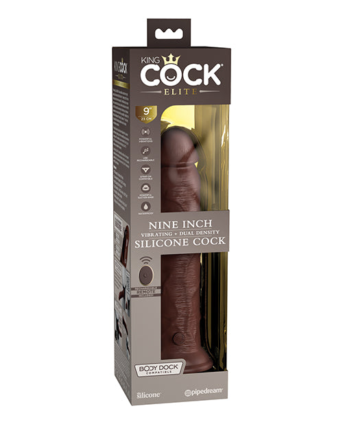 King Cock Elite 9" Dual Density Vibrating Silicone Cock W/remote