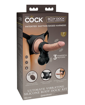 King Cock Elite Ultimate Vibrating Silicone Body Dock Kit W/remote