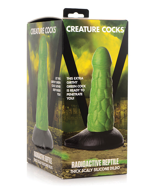 Creature Cocks Radioactive Reptile Thick Scaly Silicone Dildo - Green/black