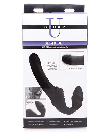 Strap U Slim Ribbed 9x Vibrating Strapless Stap On