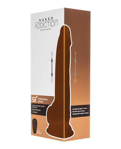 Naked Addiction 9" Thrusting  Dong W/remote - Caramel