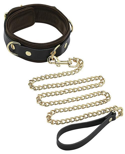 Spartacus Collar & Leash - Brown Leather W/Gold Accent Hardware